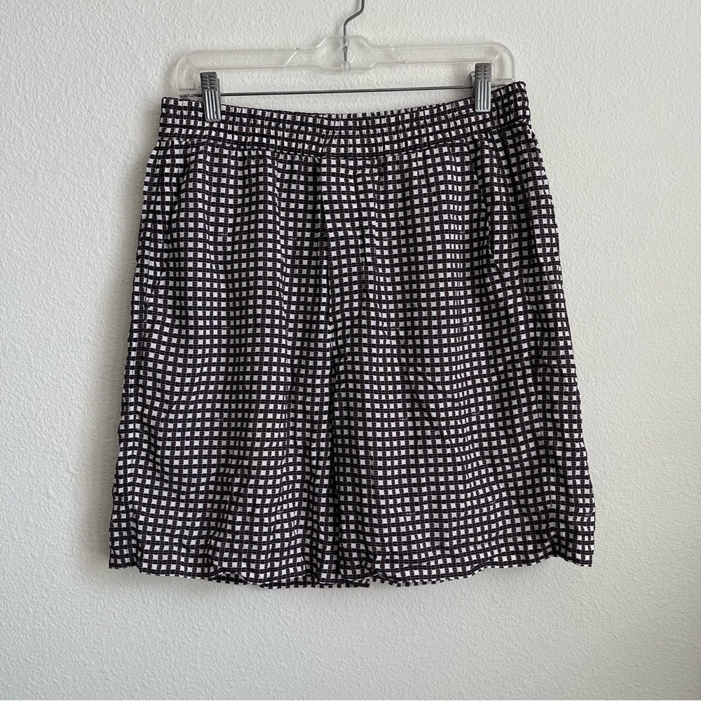 CDLP Burgundy & White Check Pool Shorts
